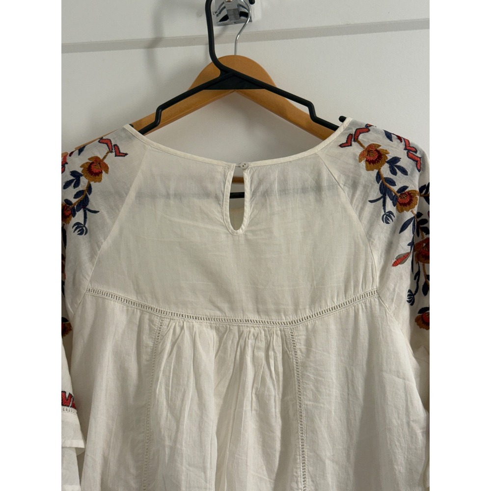 Free People Floral Embroidered Ruffle Sleeve Mini Dress Bell Small Romantic - Picture 9 of 12